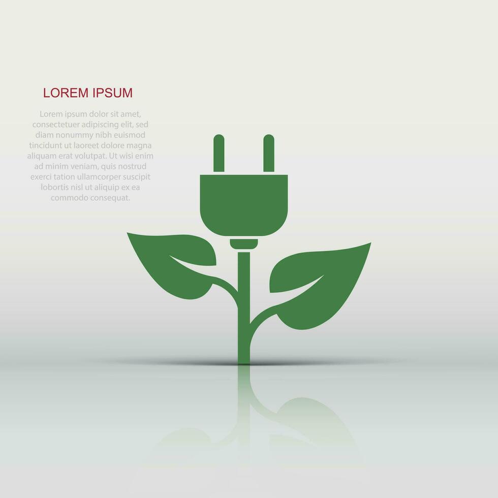 eco macht icoon in vlak stijl. groen energie vector illustratie Aan wit geïsoleerd achtergrond. natuur kabel bedrijf concept.