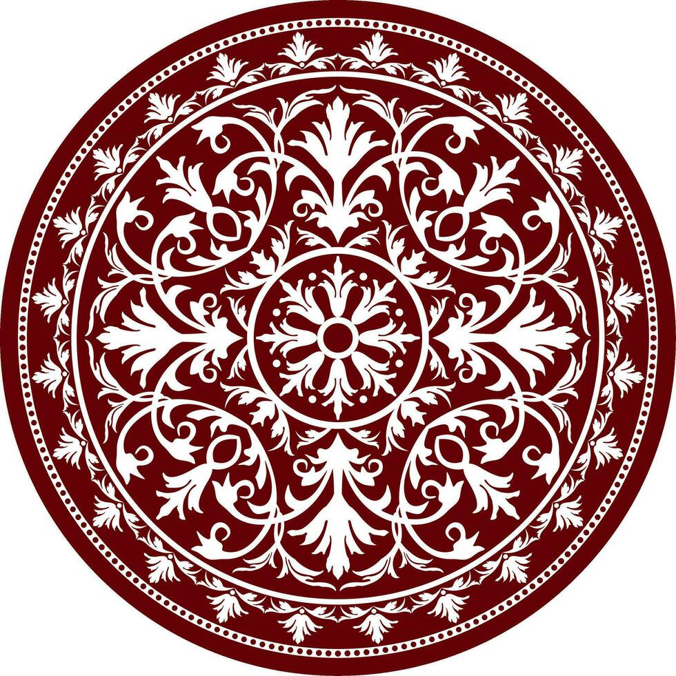vector klassiek gekleurde ronde ornament. rood patroon in een cirkel. tekening van Griekenland en oude Rome. bloem tekening.