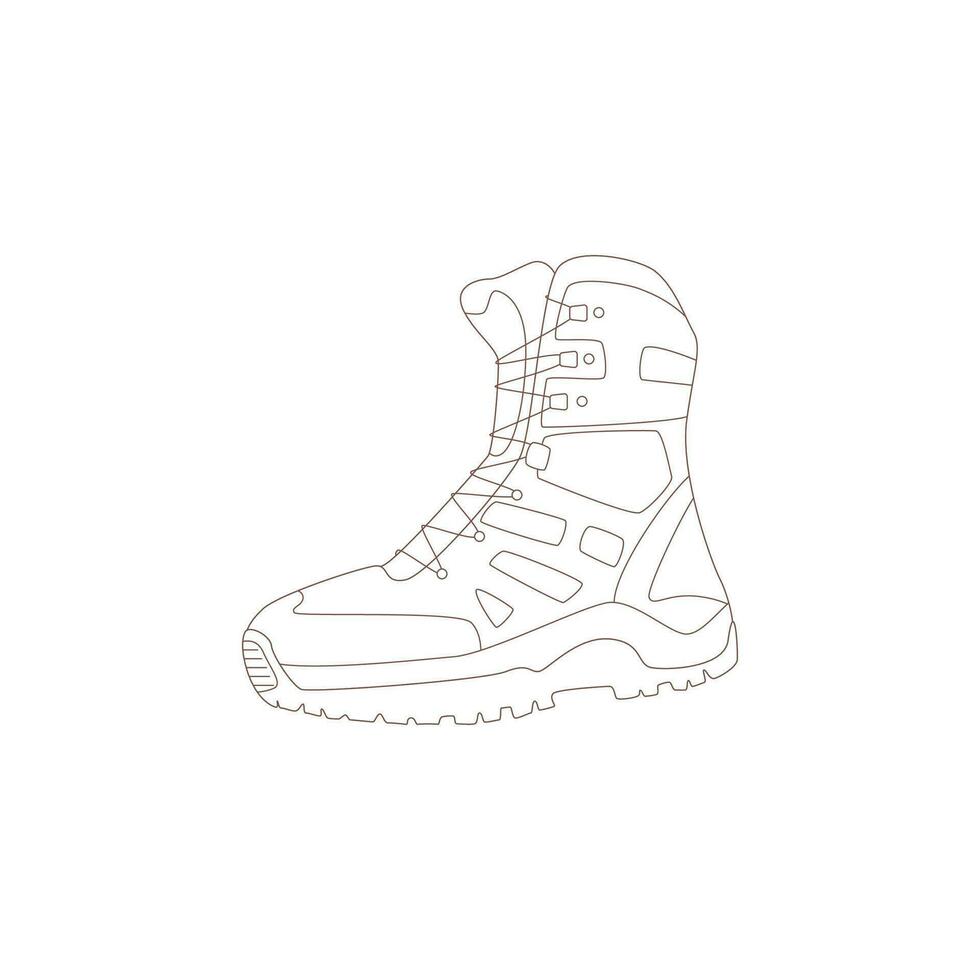 schoenen. getrokken elementen voor camping en hiking. wildernis overleving, reis, hiking, buitenshuis recreatie, toerisme. vector