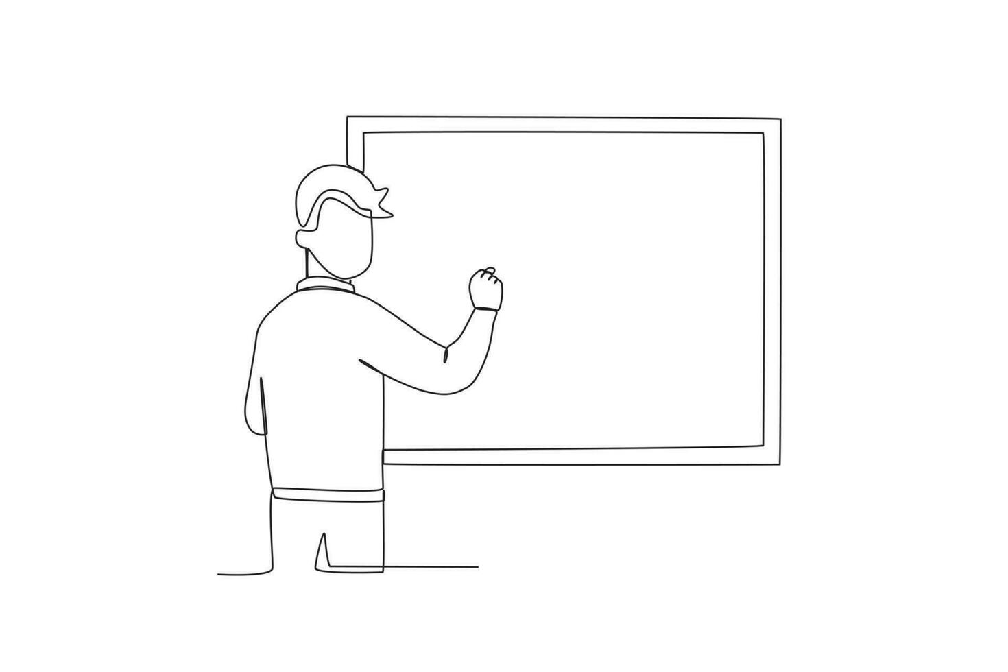 een leraar legt uit een les Aan een klas bord vector