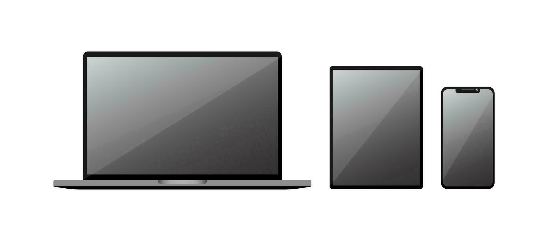 laptop tablet smartphone glanzend Scherm vector illustratie reeks