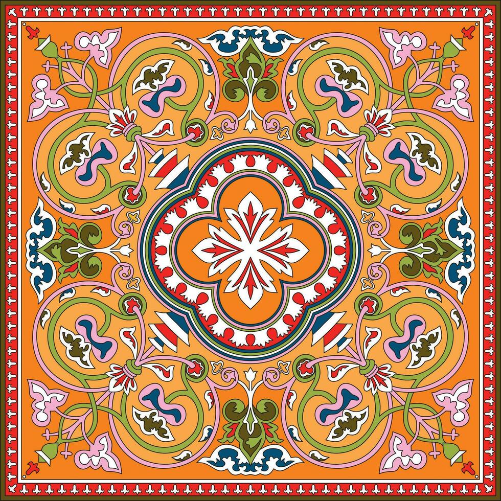 vector gekleurde oranje plein byzantijns ornament. tegels van oude Griekenland en de oostelijk Romeins rijk. decoratie van de Russisch orthodox kerk.