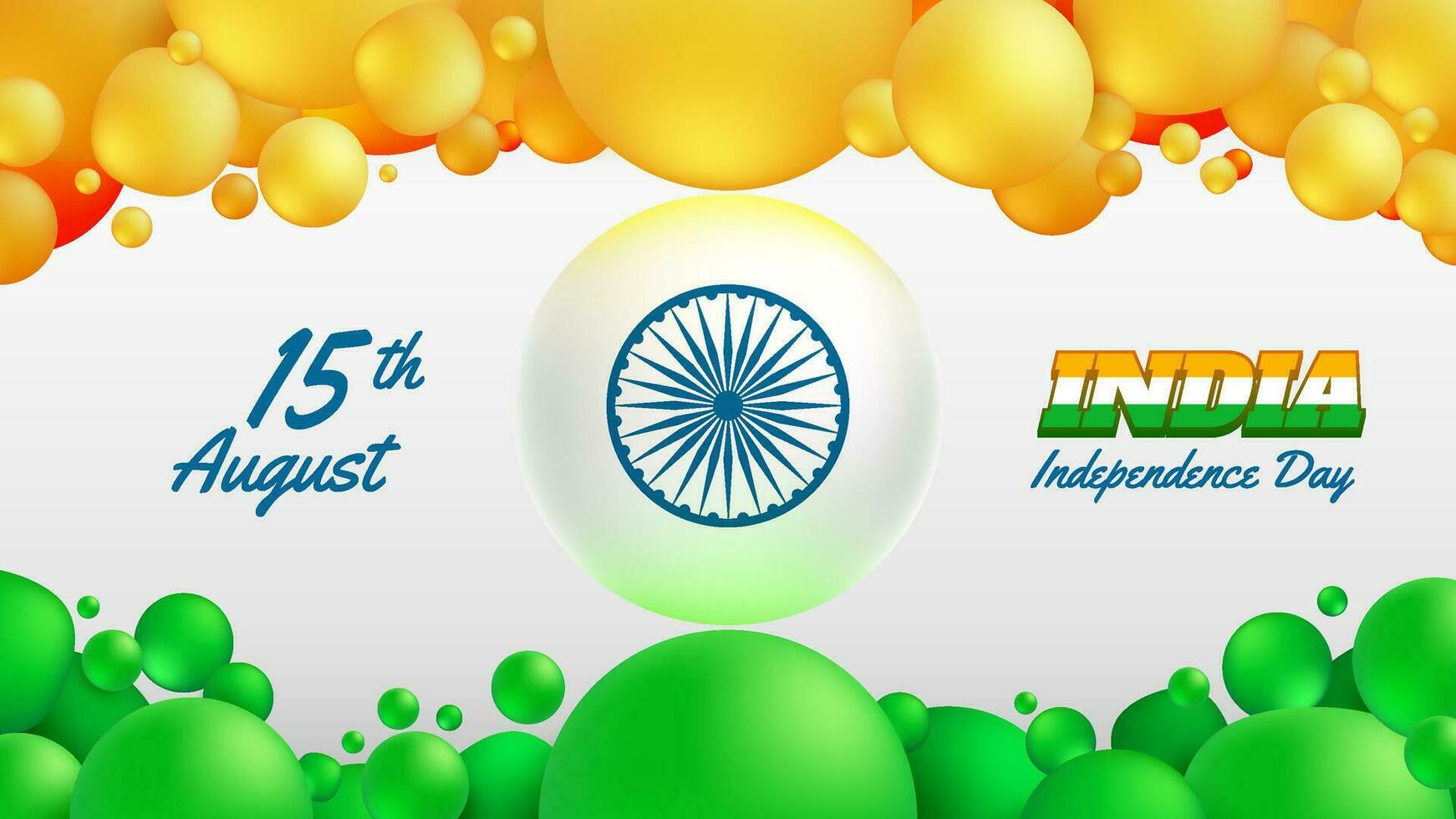 realistisch abstract oranje en groen ballen net zo Indië onafhankelijkheid dag achtergrond vector