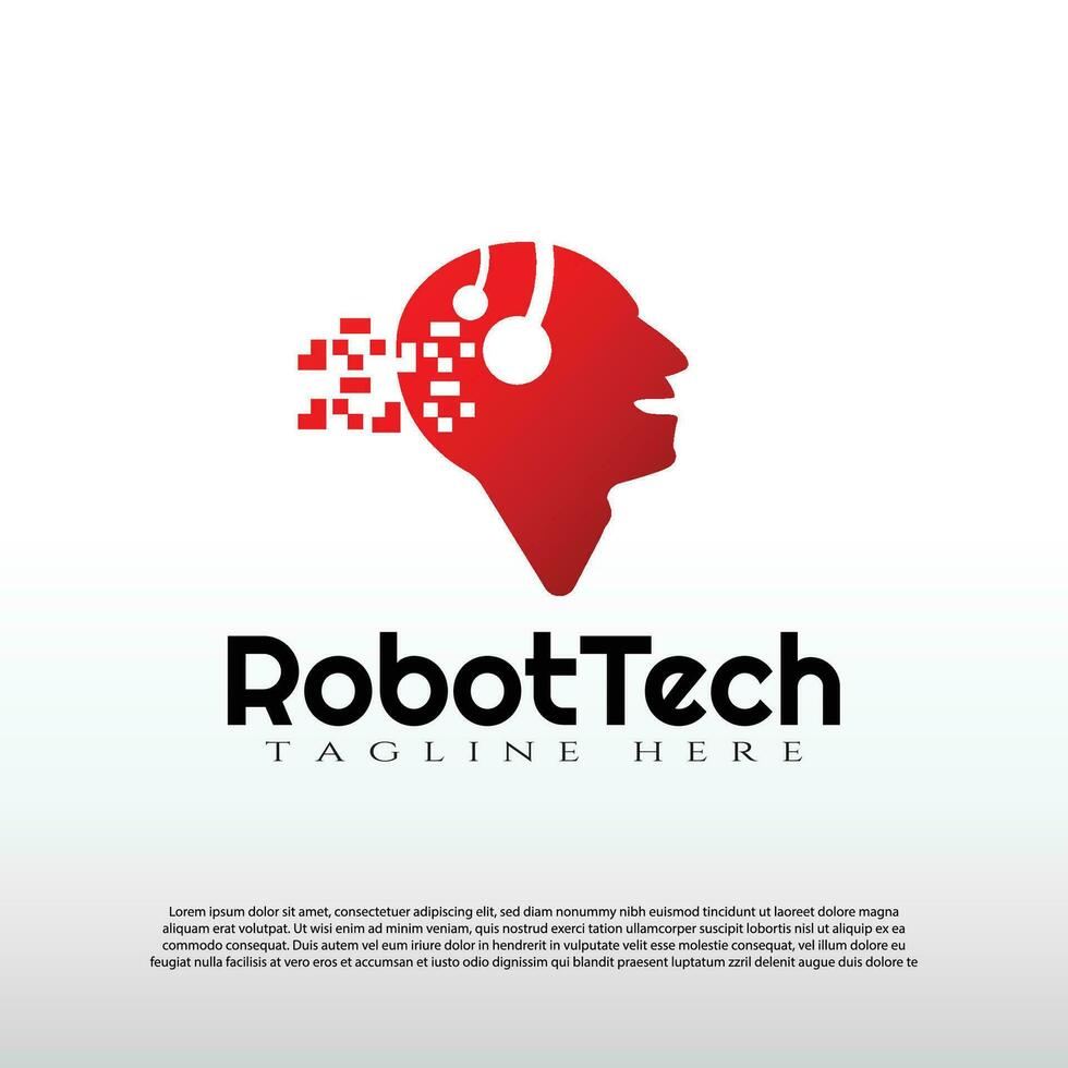 technologie logo met menselijk gezicht concept ontwerp, illustratie element-vector vector