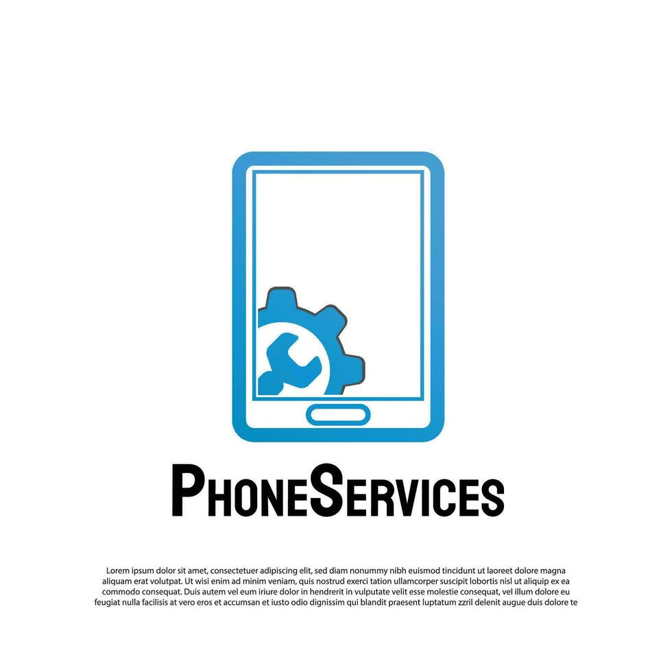 telefoon onderhoud logo met moersleutel concept. toekomst technologie icoon. smartphone. illustratie element-vector vector