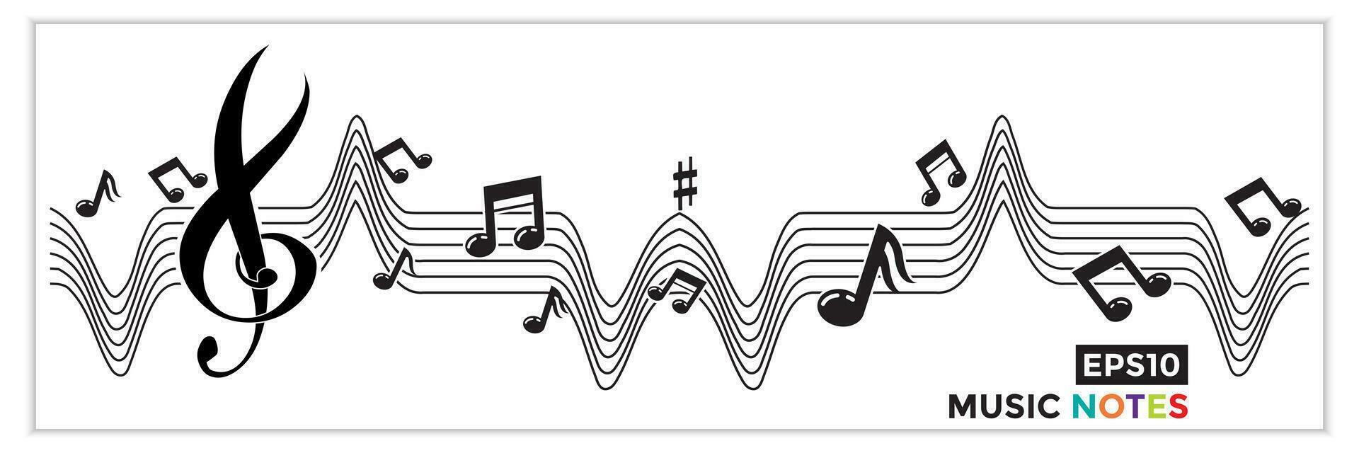 muziek- schaal of muziek- Notitie teken of symbool. musical schaal pictogrammen element vector voor banier materiaal, achtergrond.