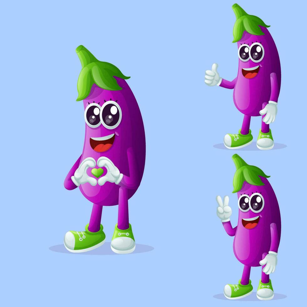 schattig aubergine tekens maken speels hand- tekens vector