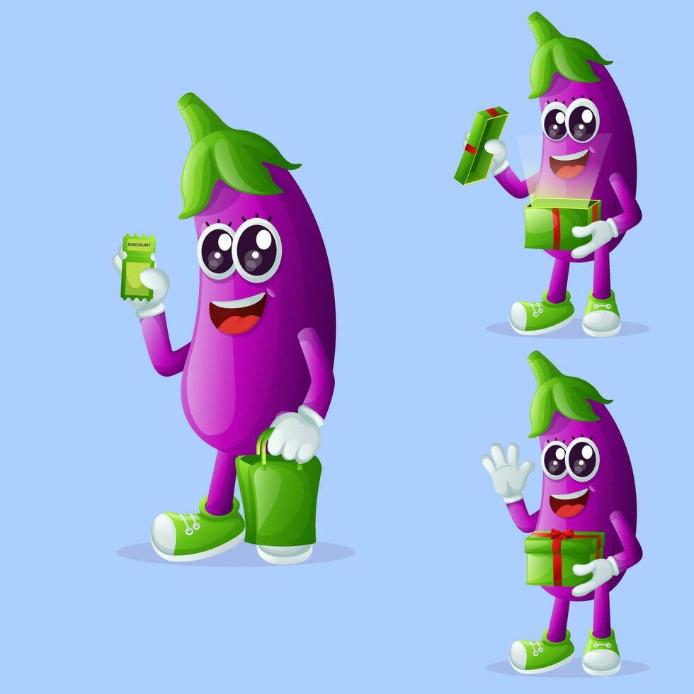 schattig aubergine tekens ontvangen cadeaus vector