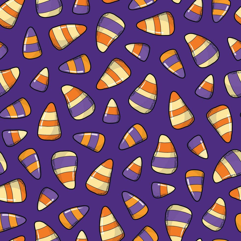 halloween snoepjes naadloos patroon Aan Purper achtergrond voor behang, textiel afdrukken, kinderen kleding decor, wrappong papier, enz. eps 10 vector