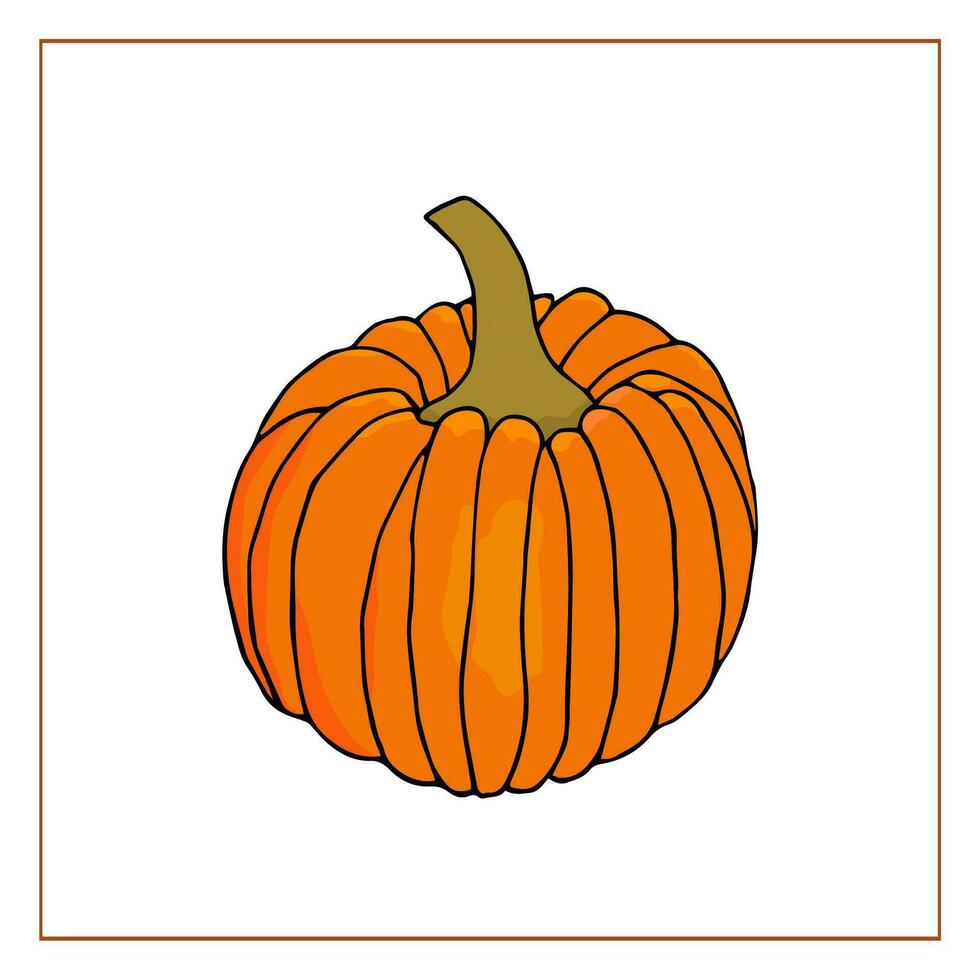 vector pompoen geïsoleerd Aan wit achtergrond. hand getekend gekleurde tekening pompoen. herfst groenten. decoratie voor halloween en dankzegging.