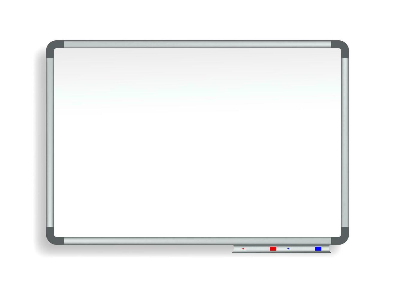 realistisch kantoor whiteboard. leeg whiteboard met markeerstift Aan een wit achtergrond. vector