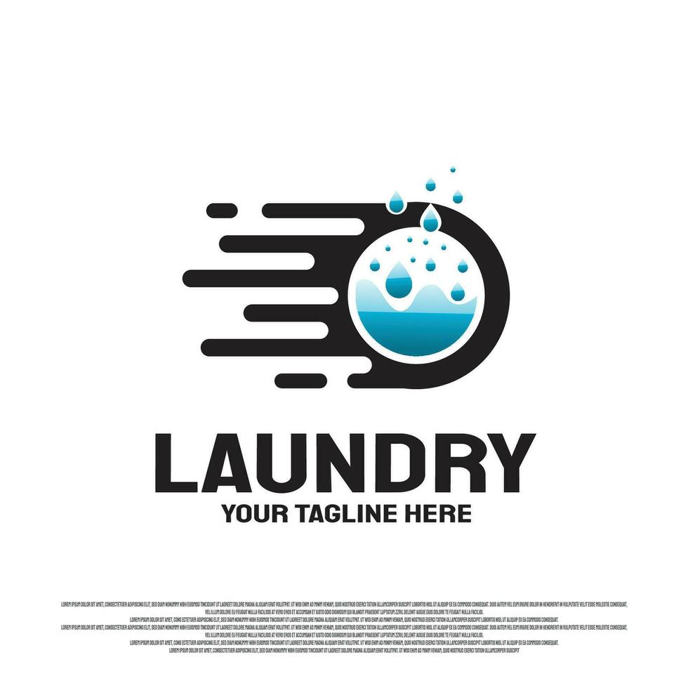wasserij logo ontwerp met snel kleren wassen concept. illustratie element vector
