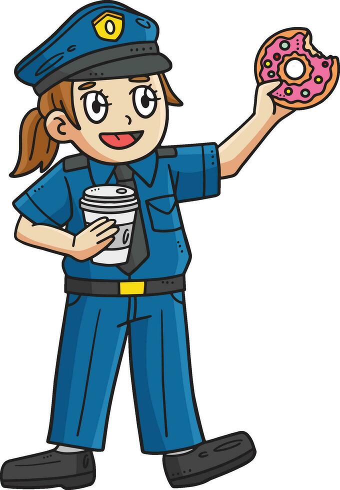 Politie hebben koffie breken tekenfilm gekleurde clip art vector