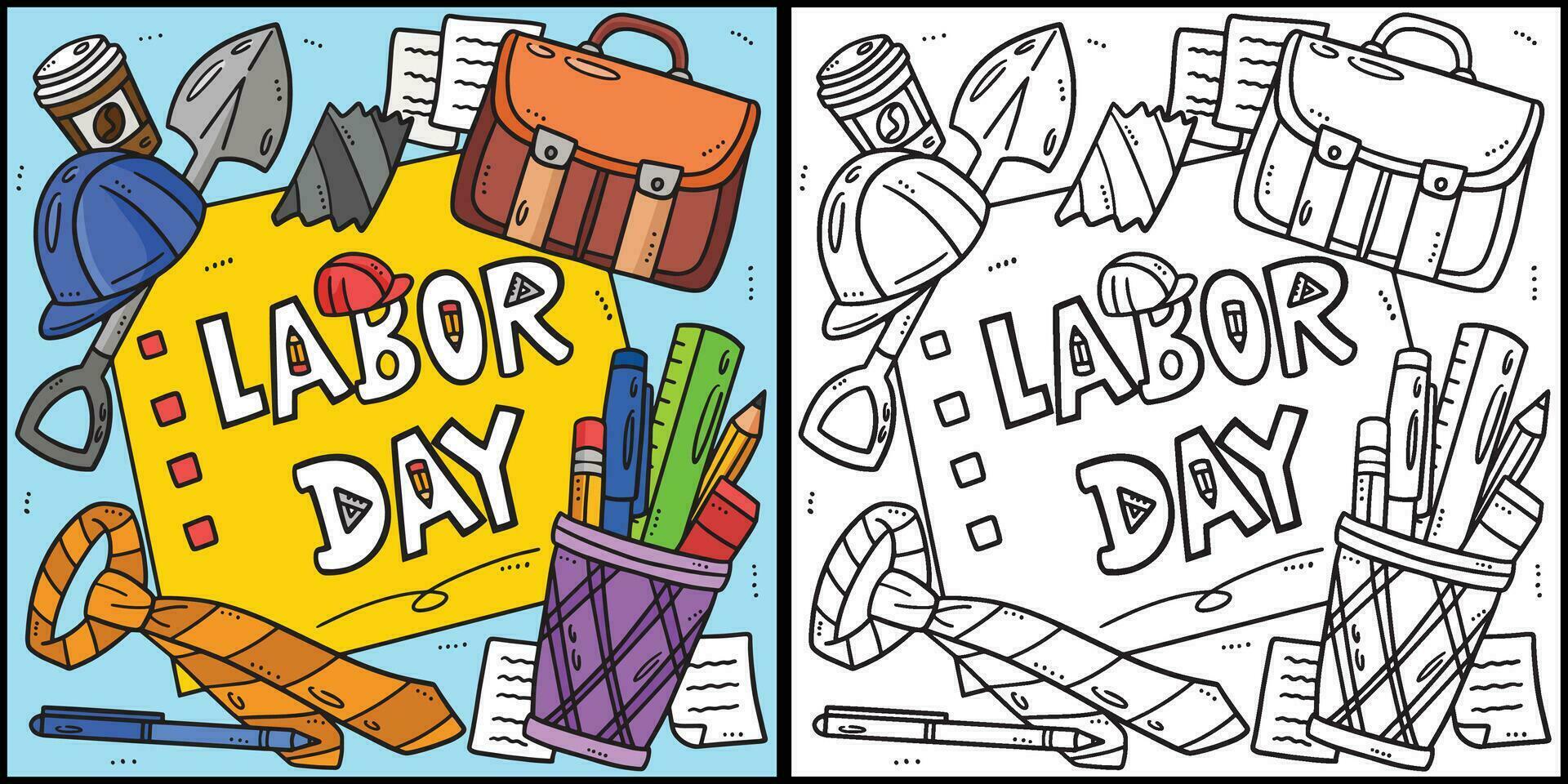 arbeid dag banier kleur bladzijde illustratie vector