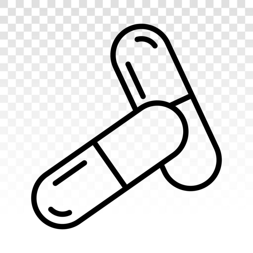 geneeskunde capsule pil tablet lijn kunst icoon voor app en website vector