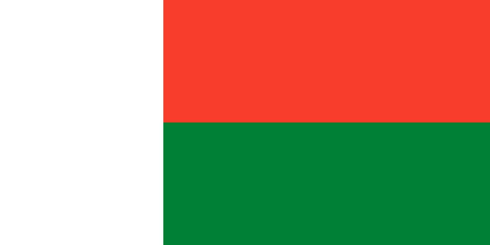 de nationaal vlag van de republiek van Madagascar is geïsoleerd in officieel kleuren. vector