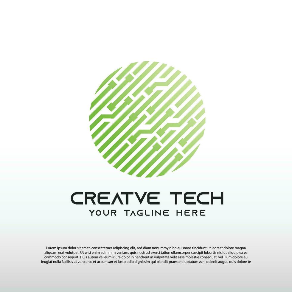 creatief technologie logo met wereldbol concept. wereld teken. toekomst tech en netwerk icoon -vector vector