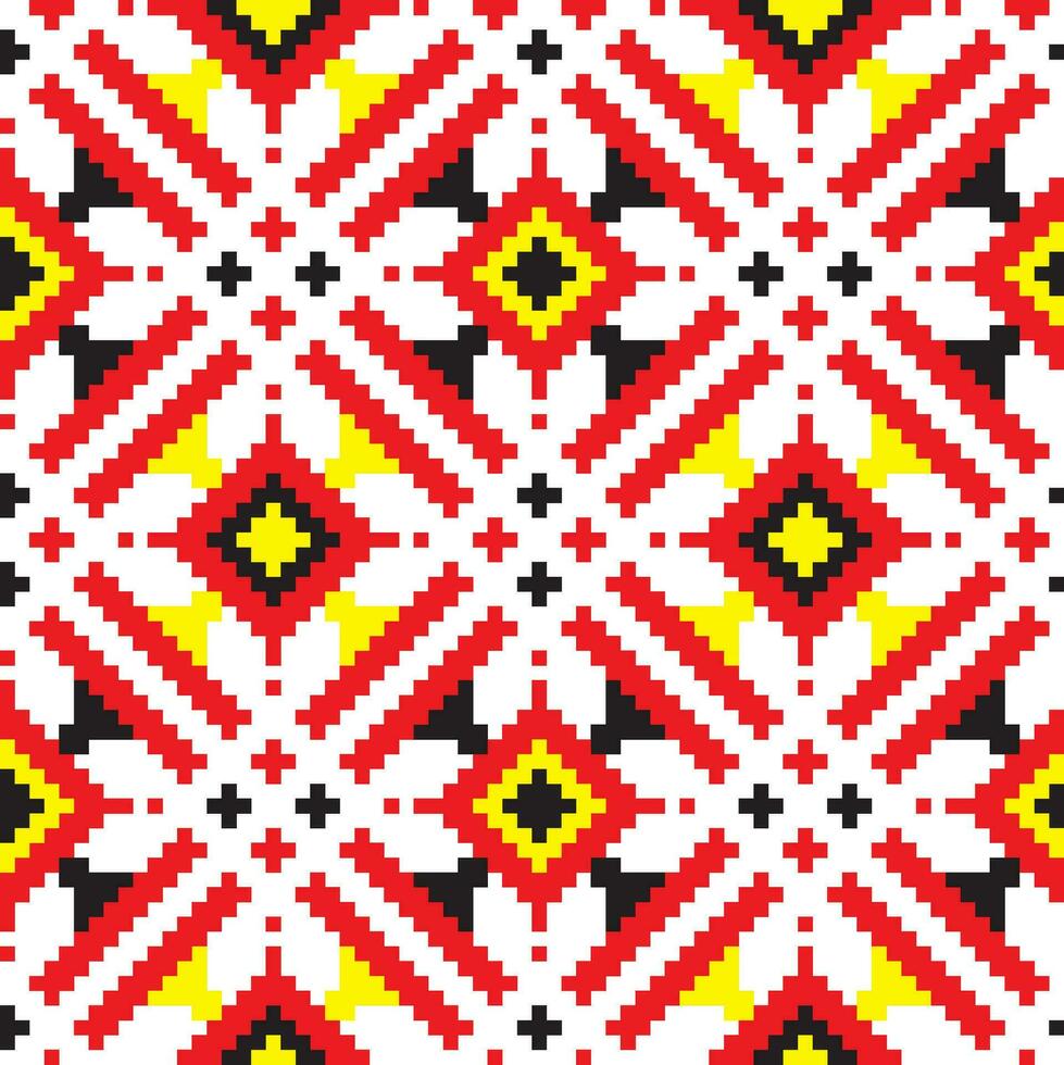 vector gekleurde naadloos oekraïens nationaal ornament, borduurwerk. eindeloos etnisch bloemen grens, Slavisch volkeren kader. rood kruis steek.