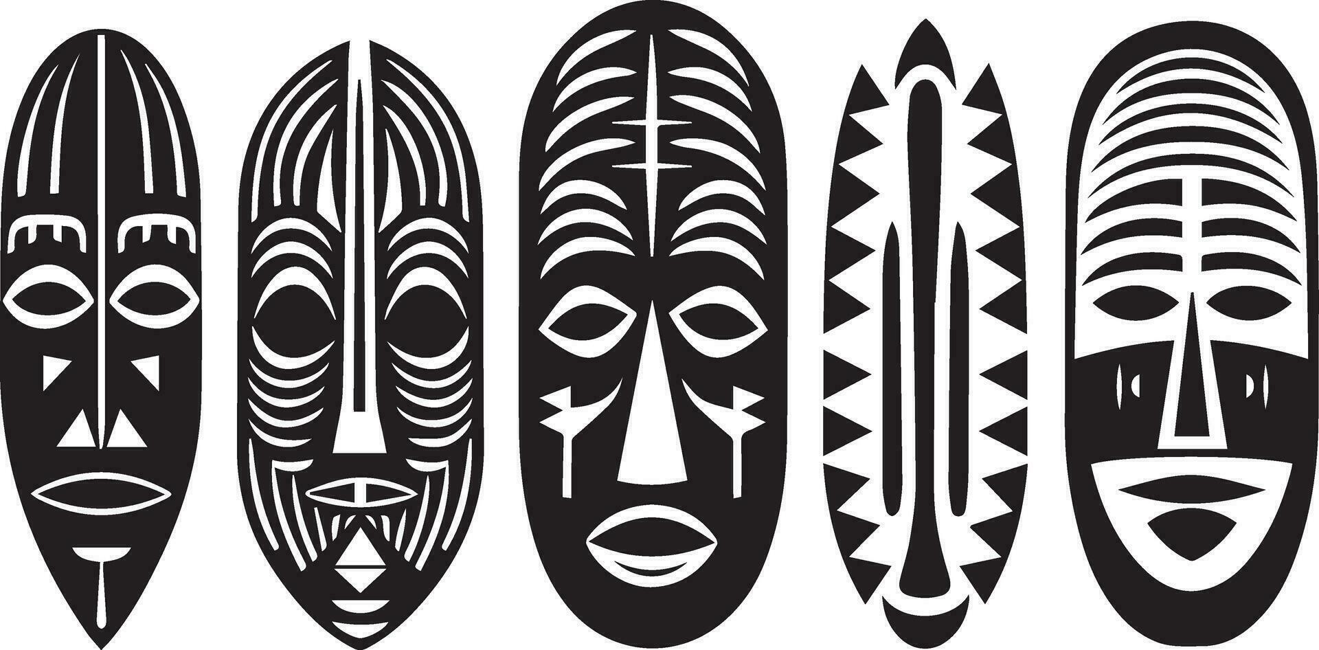 reeks van Afrikaanse tribal maskers, tribal maskers vector illustratie