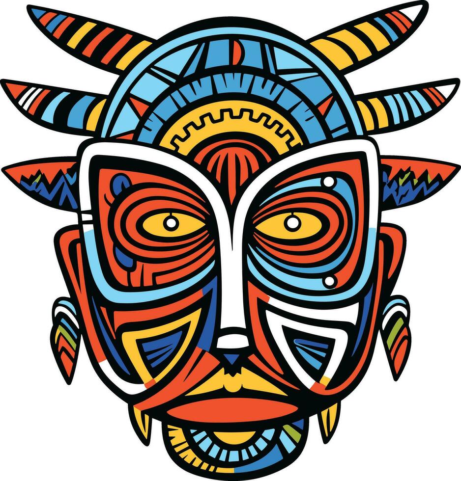 tribal masker vector illustratie Aan geïsoleerd achtergrond, tribal maskers voor t-shirt ontwerp, sticker en muur kunst