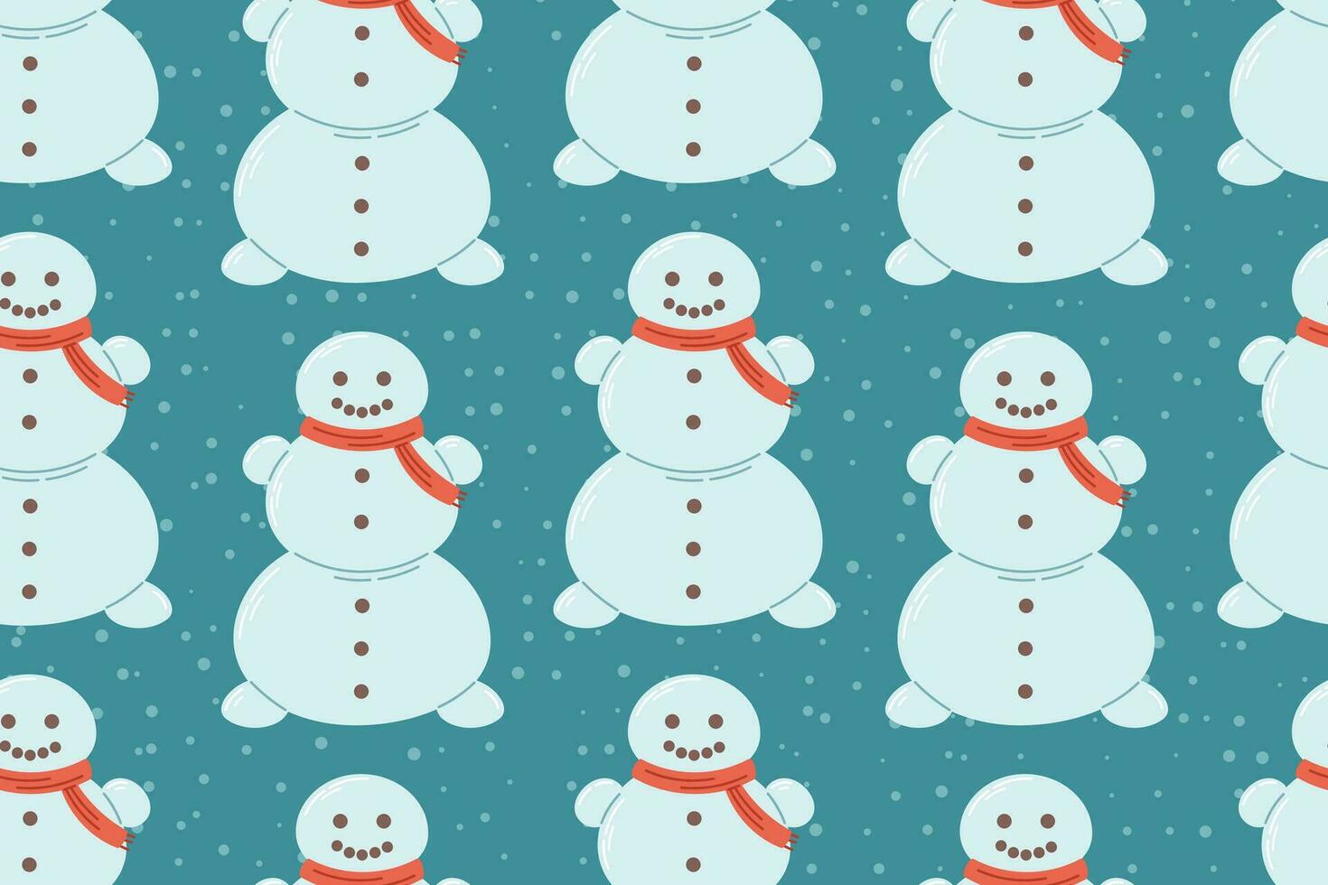 grappig tekenfilm kinderen winter sneeuwman met gebreid sjaal. vector naadloos patroon, Kerstmis vlak fee verhaal karakter.