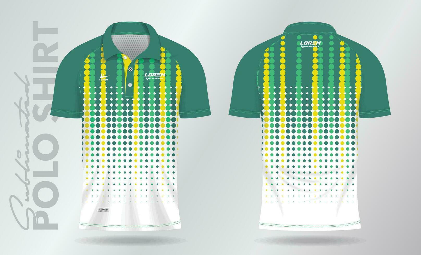 groen geel sublimatie polo overhemd mockup sjabloon ontwerp voor badminton Jersey, tennis, voetbal, Amerikaans voetbal of sport uniform vector