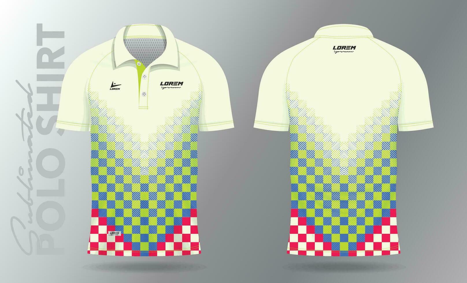 sublimatie polo overhemd mockup sjabloon ontwerp voor badminton Jersey, tennis, voetbal, Amerikaans voetbal of sport uniform vector