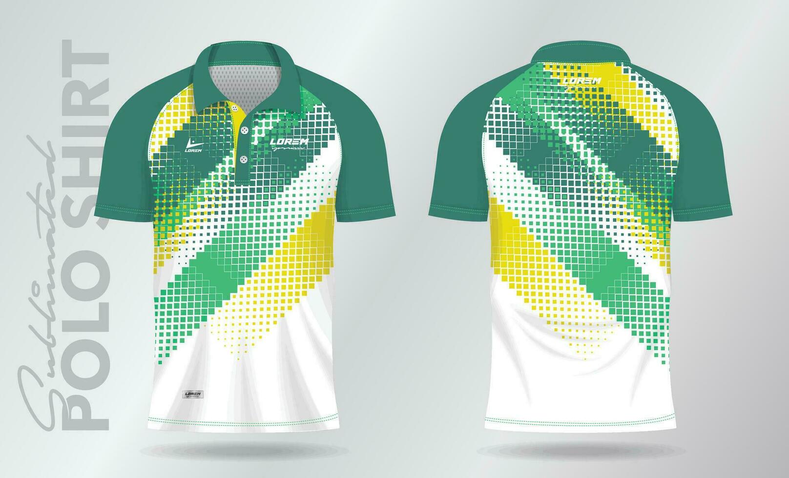 groen geel sublimatie polo overhemd mockup sjabloon ontwerp voor badminton Jersey, tennis, voetbal, Amerikaans voetbal of sport uniform vector