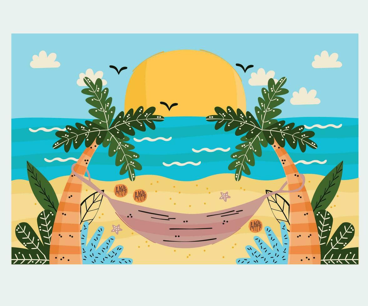 palmen zomer strand achtergrond illustratie vector