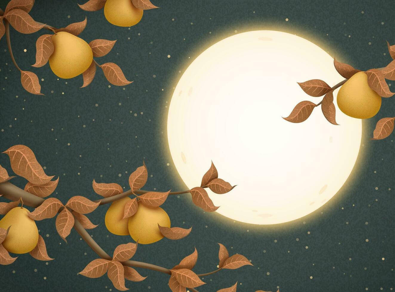 midden herfst festival illustratie met aantrekken vol maan en pomelo bomen vector