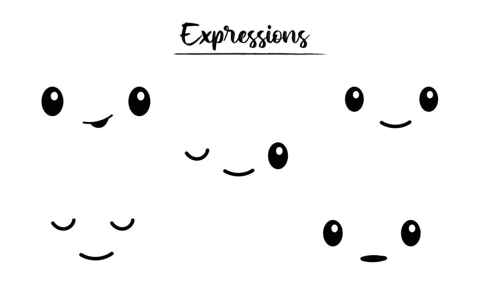 expressief ogen en mond, lachend, knipogen, slapen karakter gezicht uitdrukkingen voor karikatuur grappig emoties. emoji's gezichten en uitdrukkingen. vector illustratie pictogrammen set.