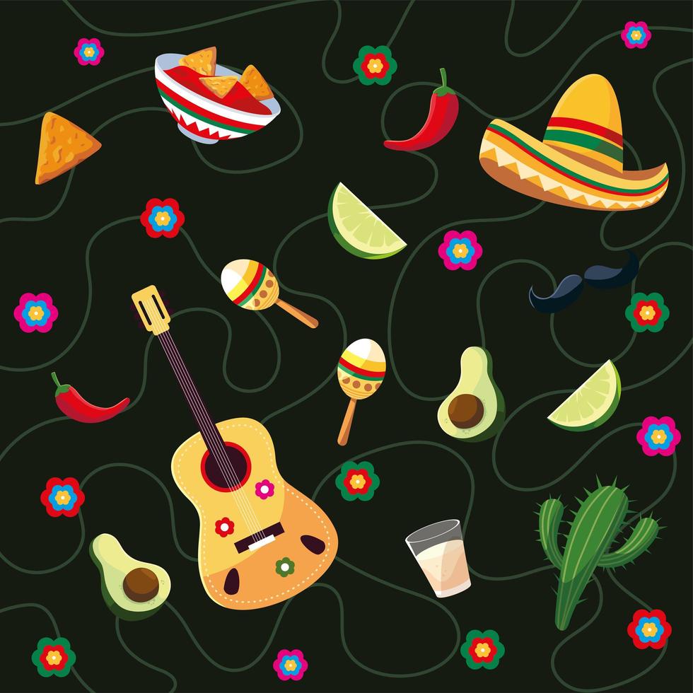 patroon met symbool Mexicanen, vakantie cinco de mayo vector