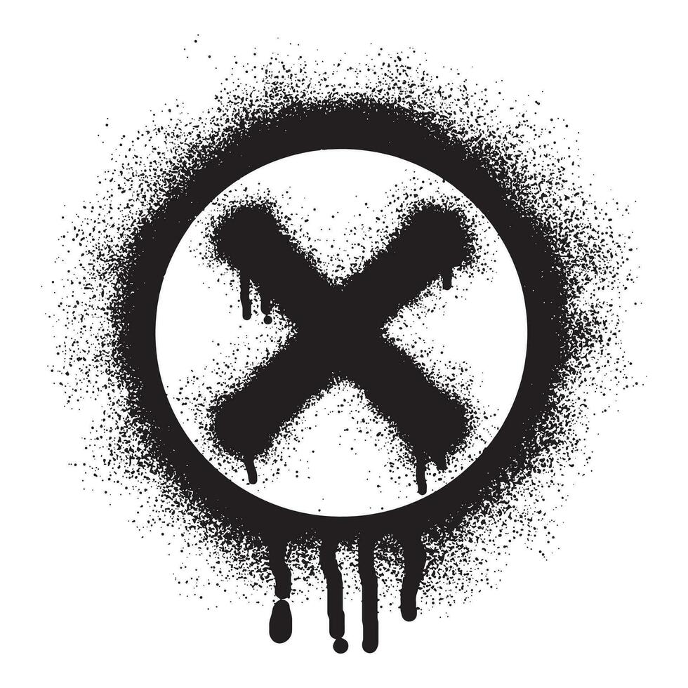 kruis Mark icoon graffiti met zwart verstuiven verf vector