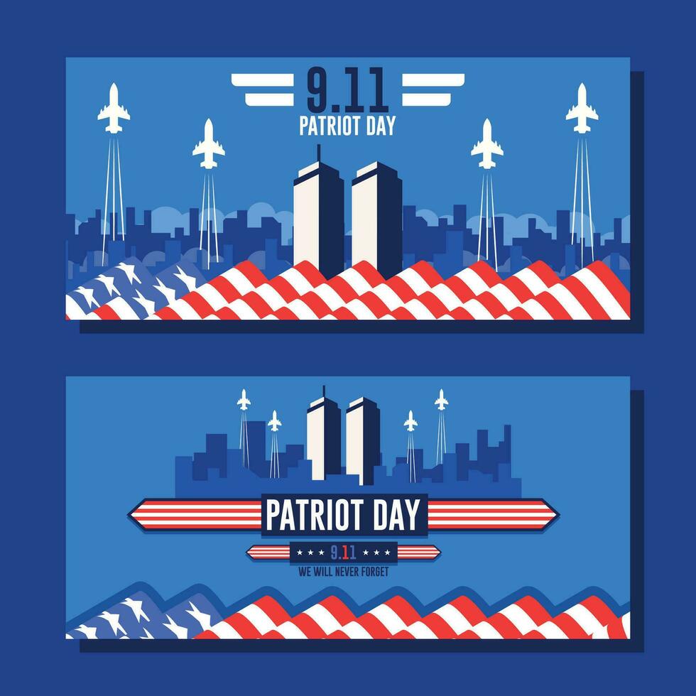 9 11 patriot dag vlak achtergrond sjabloon vector