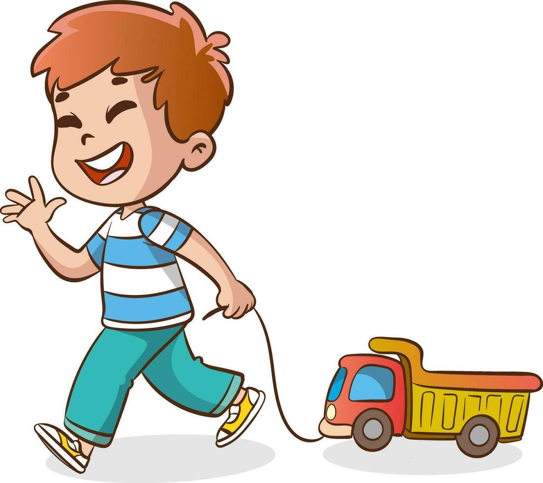 vector illustraties van schattig chid het rijden speelgoed- auto