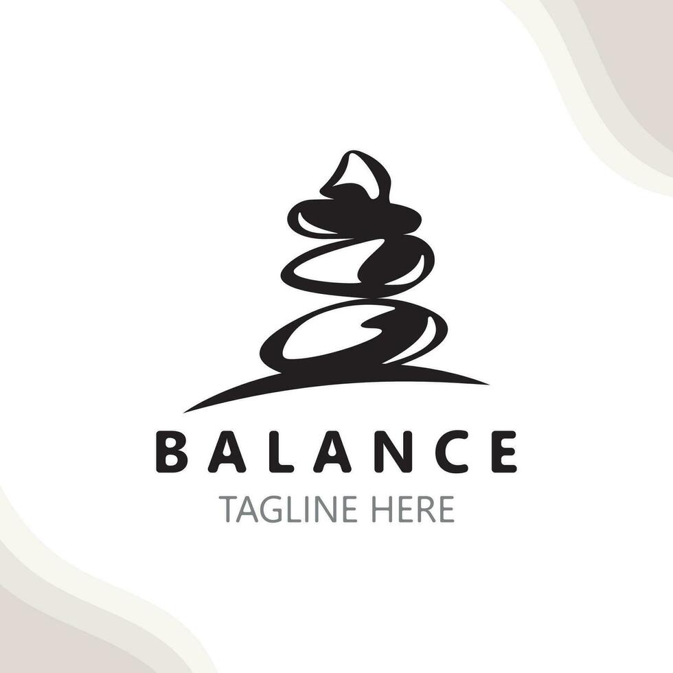 balans steen logo massage steen yoga, rots arrangement voor spa en Gezondheid meditatie symbool vector