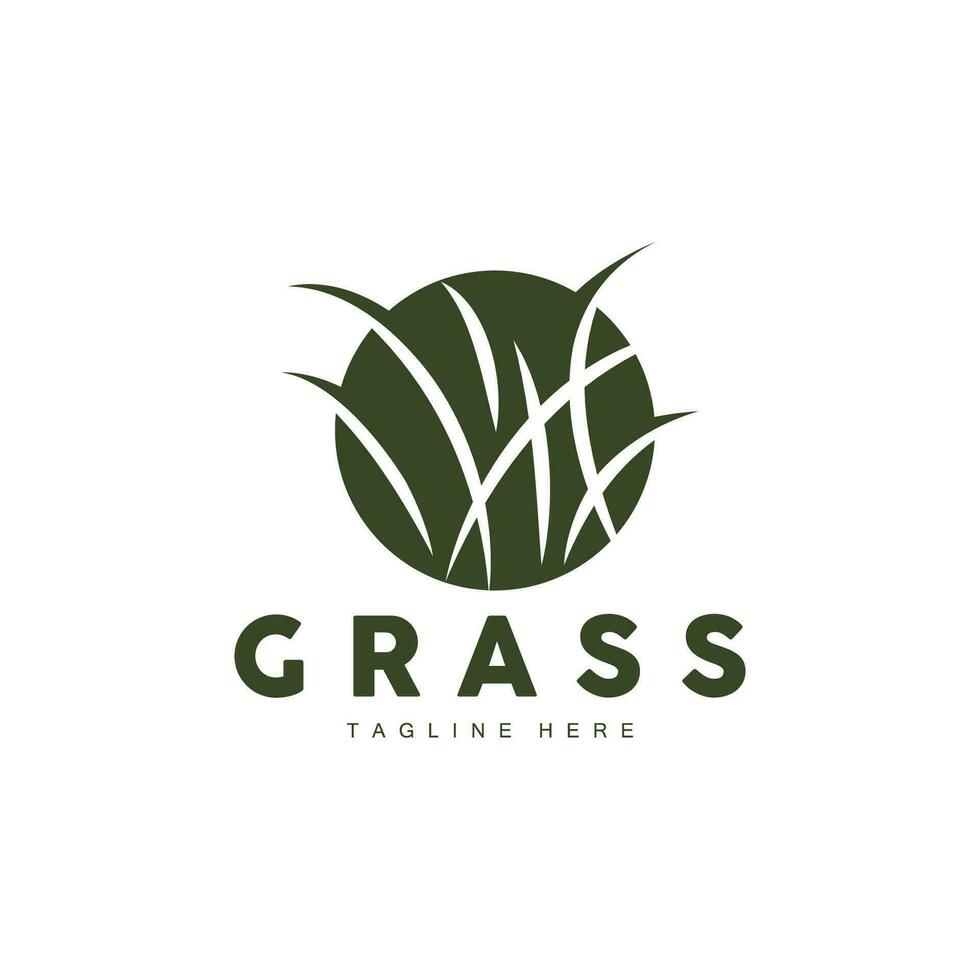 groen gras logo ontwerp, boerderij landschap illustratie, natuurlijk landschap vector