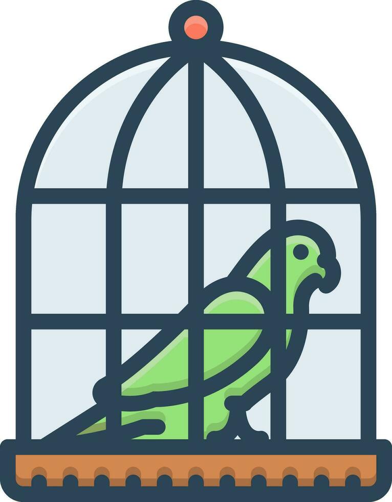kleur icoon voor papegaai in een kooi vector