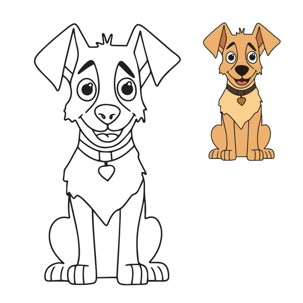schattig weinig hond voor kleur bladzijde. kleur boek voor kinderen met pup. vector illustratie.