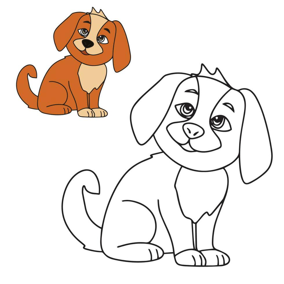 schattig hond voor kleur bladzijde. kleur boek voor kinderen. vector illustratie.