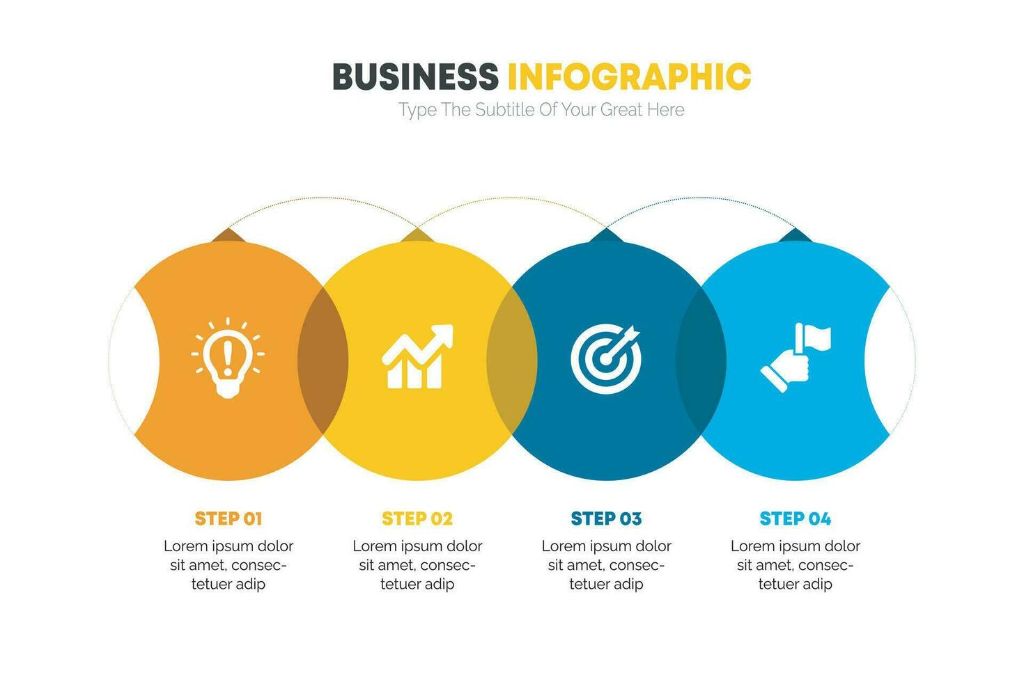 bedrijf infographics 4 stappen cirkel sjabloon vector illustratie