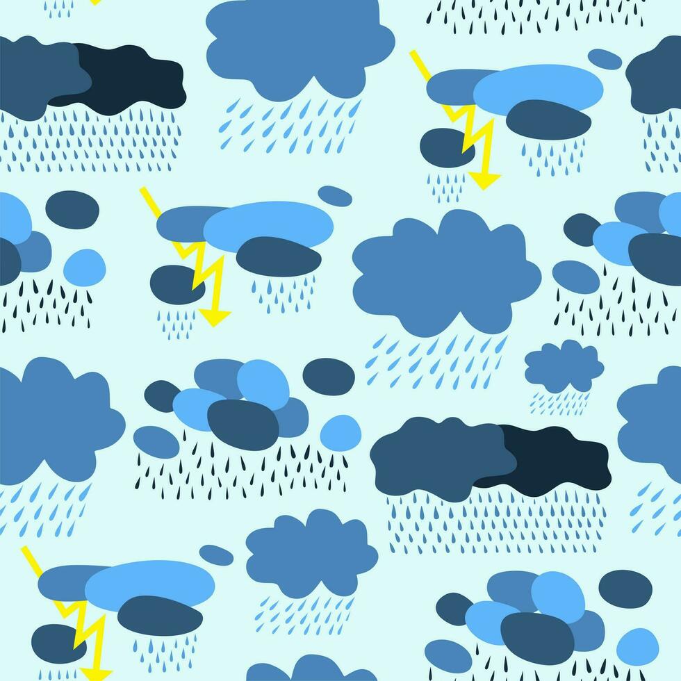 naadloos patroon met wolken en regen vector