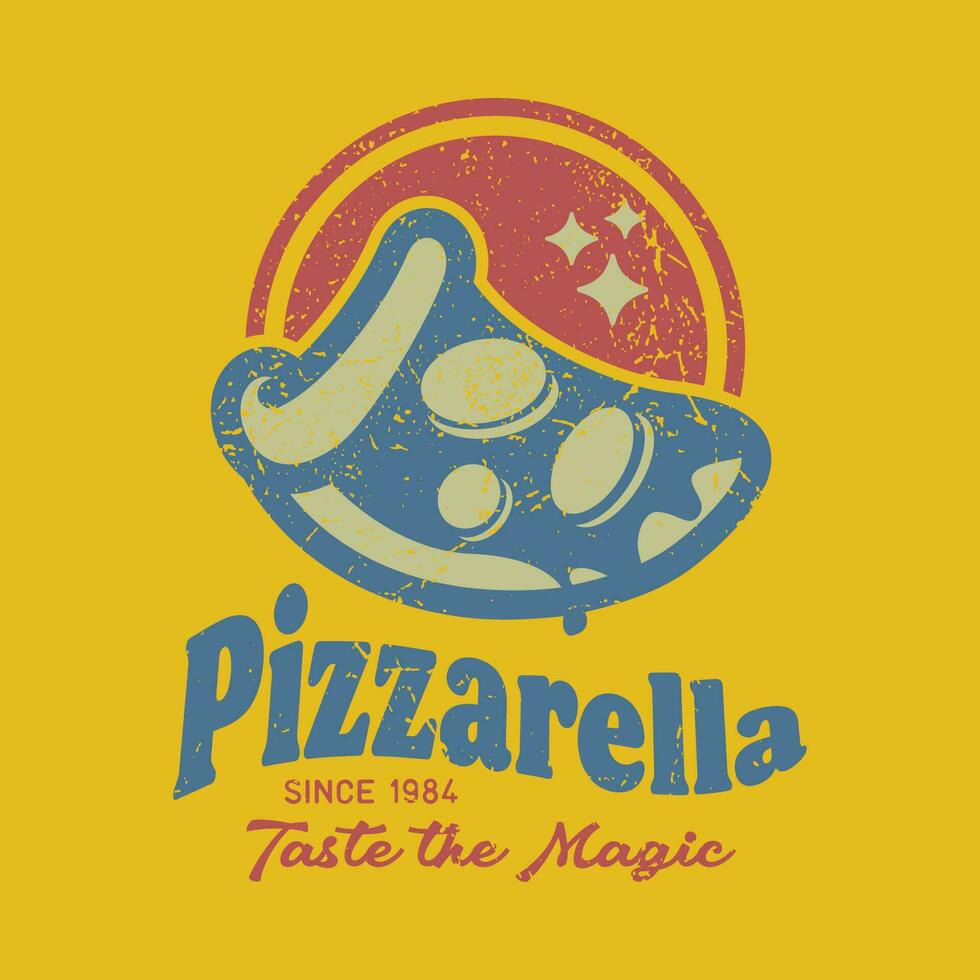 retro wijnoogst pizza restaurant insigne logo vector