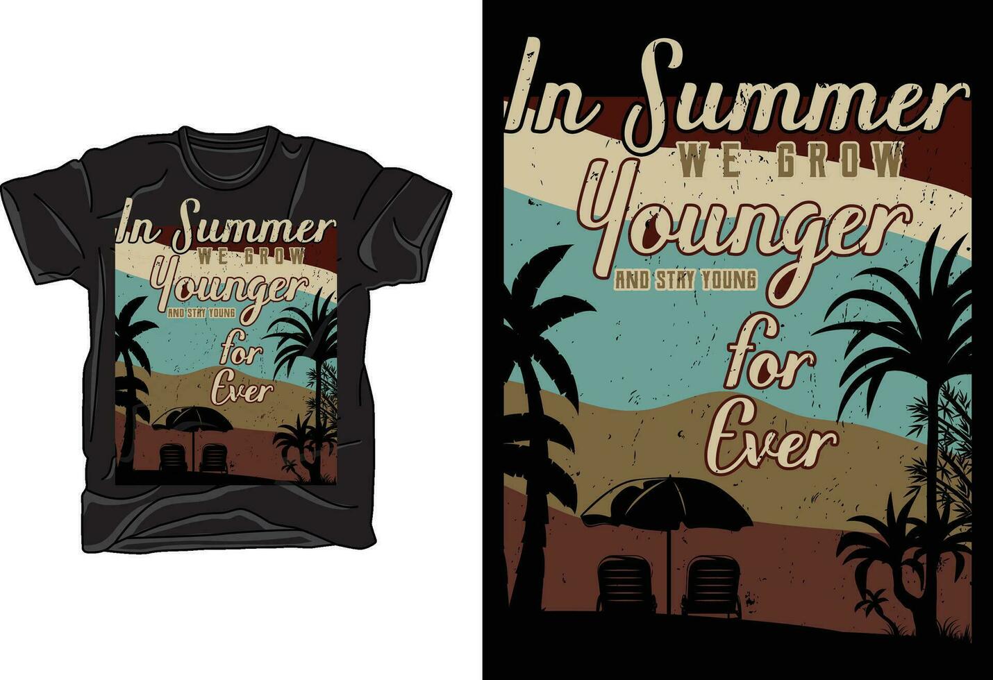 vector strand zonsondergang zomer t-shirt ontwerp sjabloon