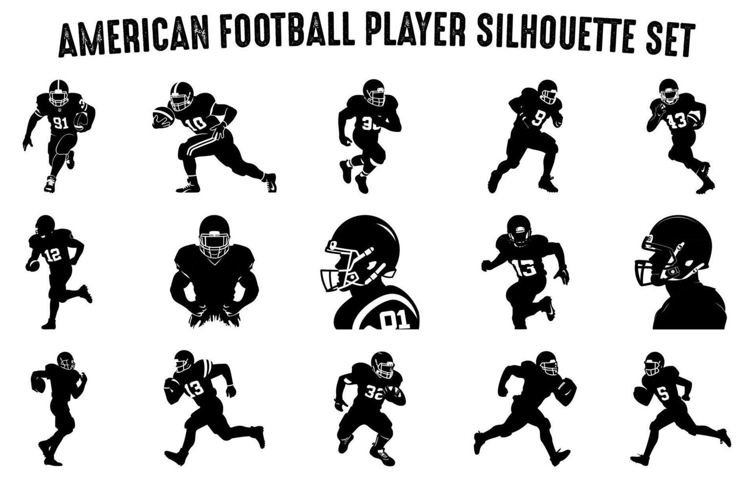 Amerikaans Amerikaans voetbal speler silhouet vector set, Amerikaans voetballer silhouet verzameling