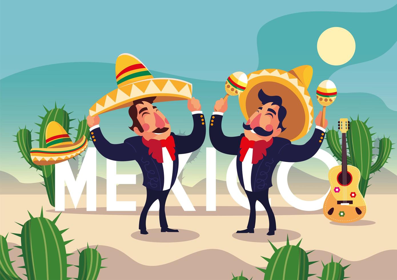 mannen mariachi met label mexico vector