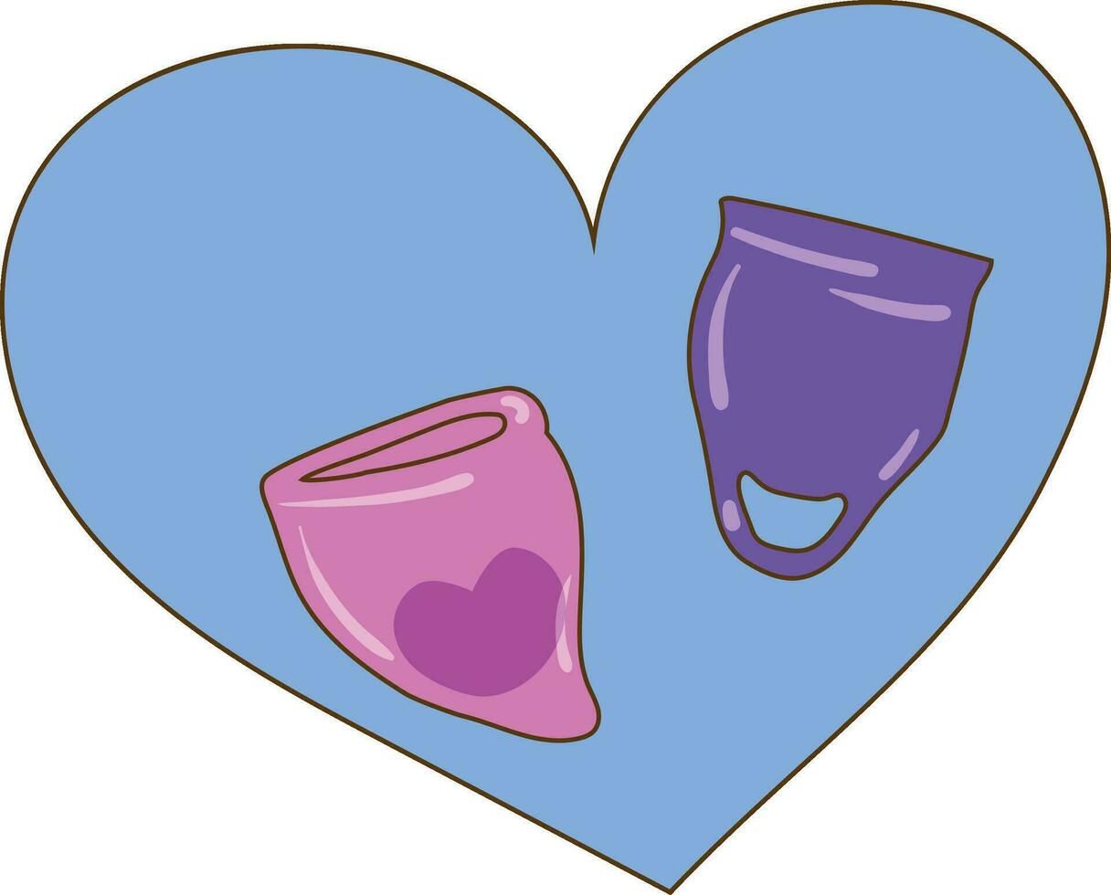schattig vrouw menstruatie- kop met harten , meisje hygiëne producent. vector illustratie