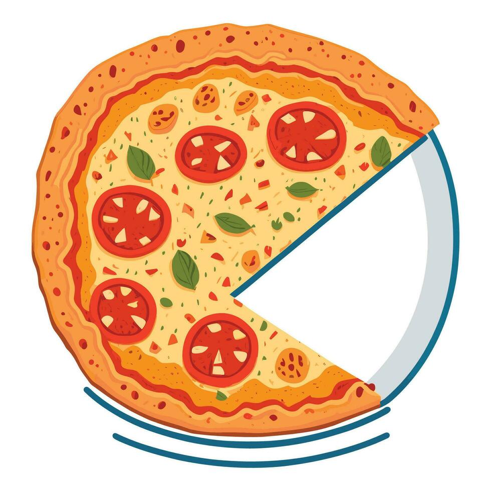 smakelijk plak van pizza tekenfilm vector illustratie, snel voedsel concept geïsoleerd vector, vlak tekenfilm stijl