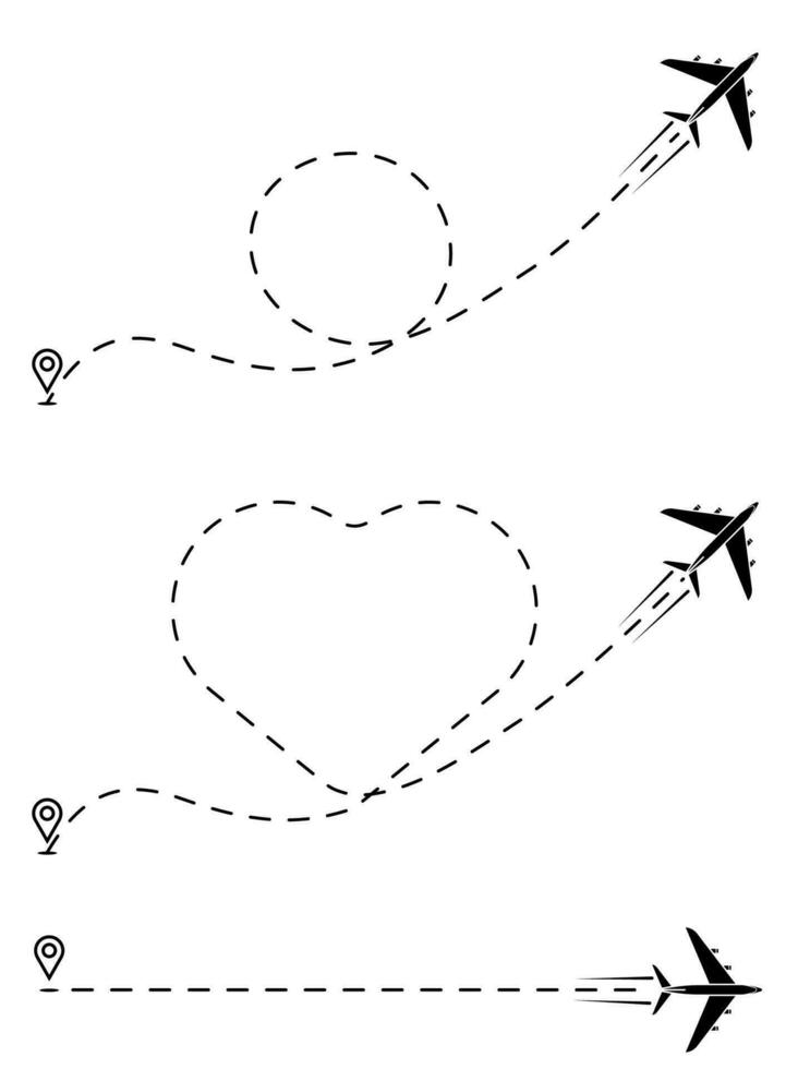 civiel vliegtuig icoon met stippel spoor van beweging langs route. vliegtuig symbool voor website. vector in vlak stijl