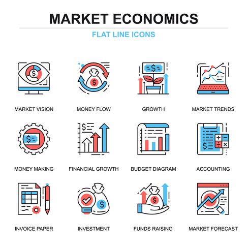Wereldwijde markteconomie Icon Set vector